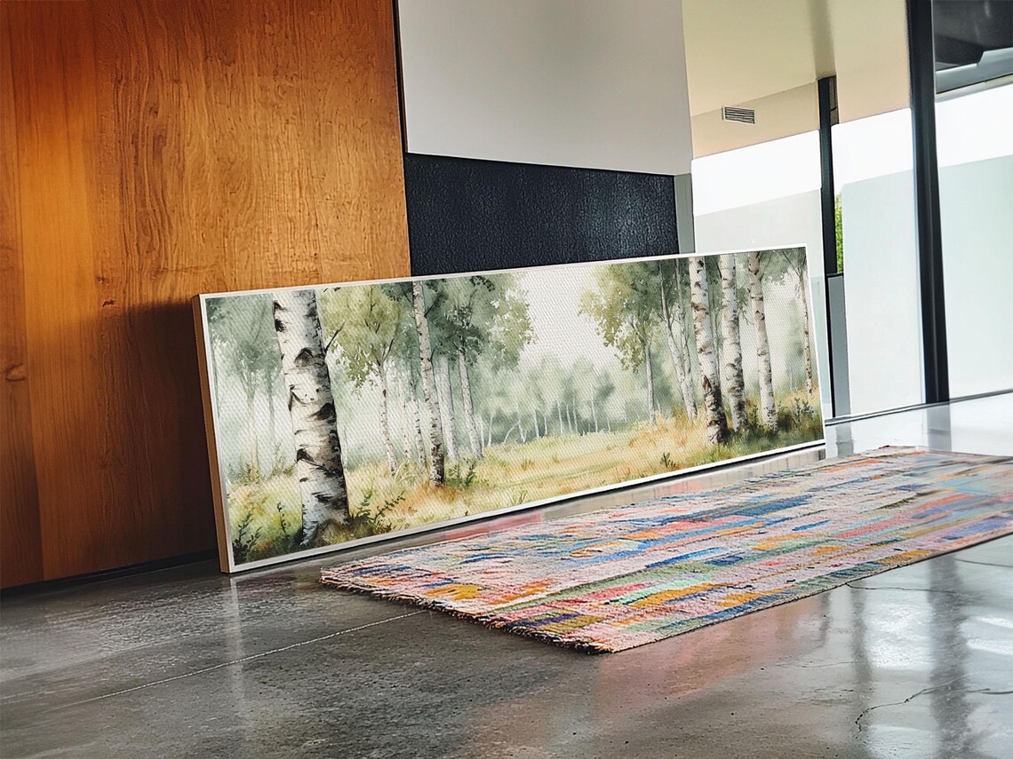 Silver Birch Trees in Spring Panoramic Wall Art Print - Image 4