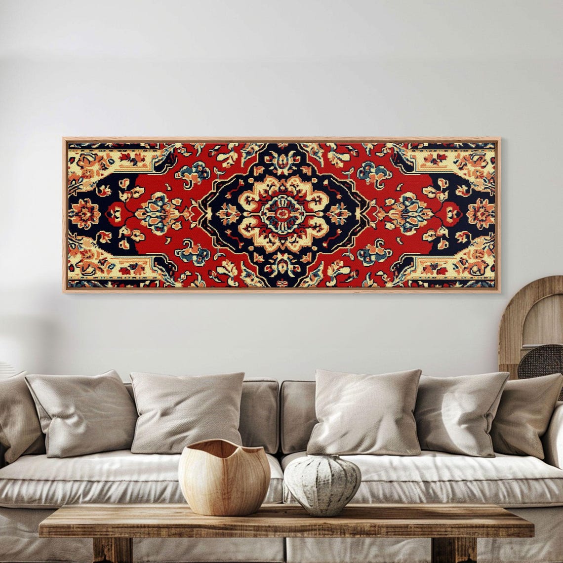 Vintage Persian Style Rug Pattern Red Navy Ornate Tapestry Poster - Image 4