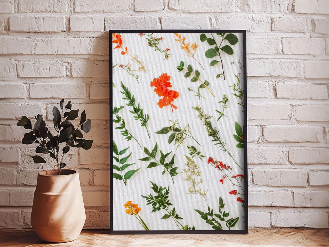 Pressed Botanical Herbarium Specimens Minimalist Flower Art Print - Image 2