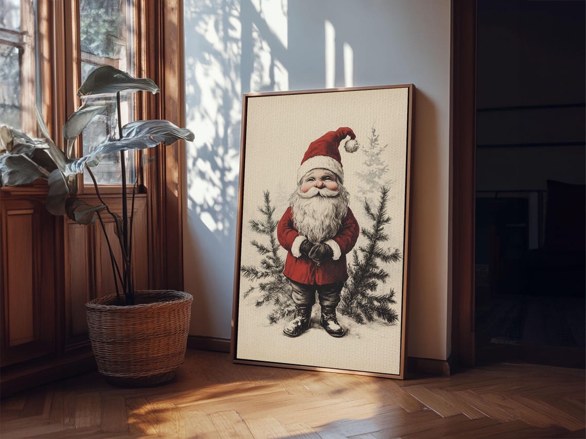 Vintage Santa Claus Sketch Illustration Christmas Art Print Wall Decor - Image 4