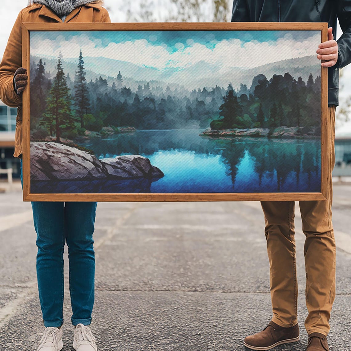 Blue Lake Art Framed Print Blue Lake Painting Oregon Lake House Decor Guest Room Landscape Painting Trillium Lake Painting - Image 3