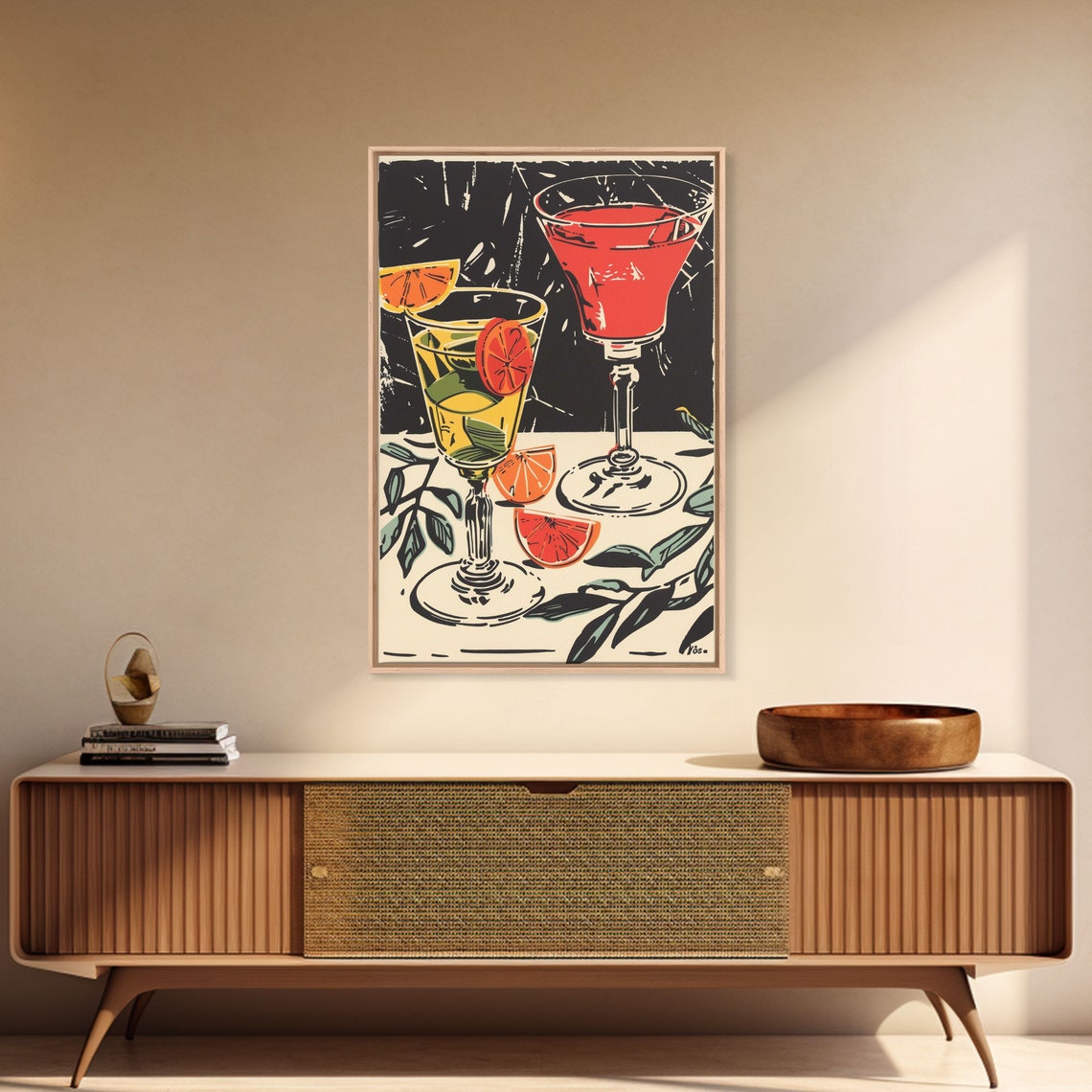 Retro Cocktail Duo Yellow And Red Drinks Vintage Bar Wall Poster - Image 3