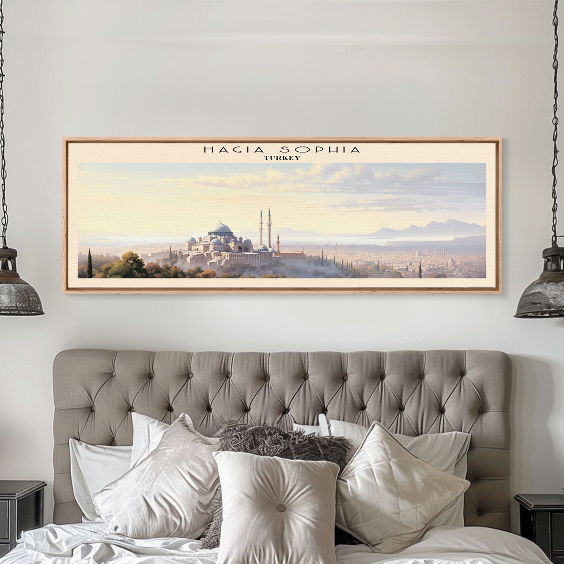 Hagia Sophia Turkey Istanbul Dawn Cityscape Golden Travel Poster - Image 3