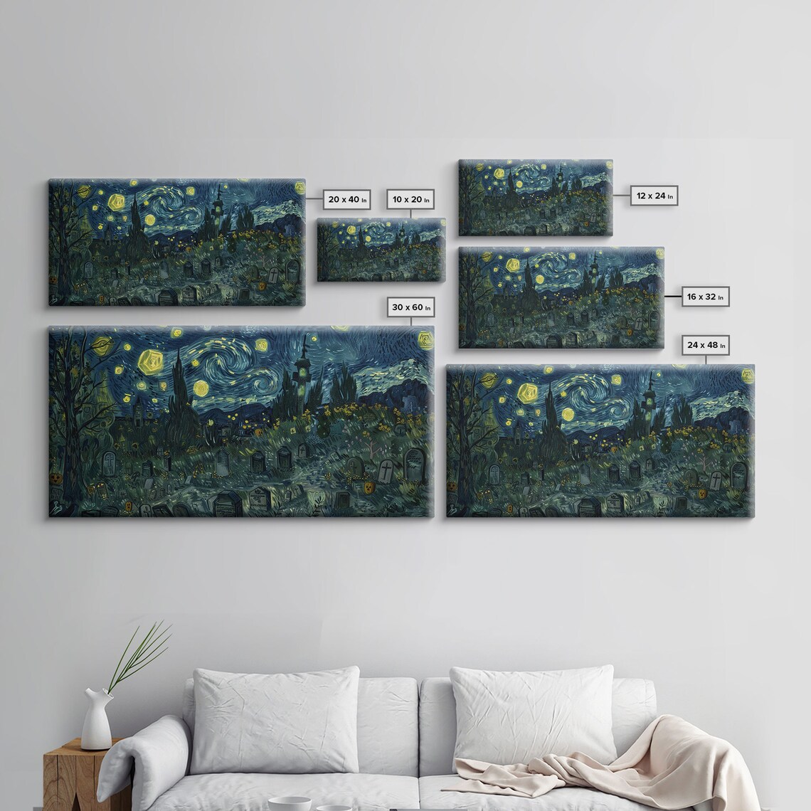 Van Gogh-Inspired Haunted Graveyard Art Print - Image 2