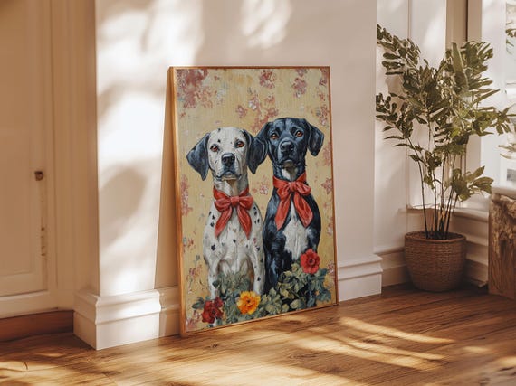 Christmas Dalmations Print Cute Dog Wall Art Dog Painting