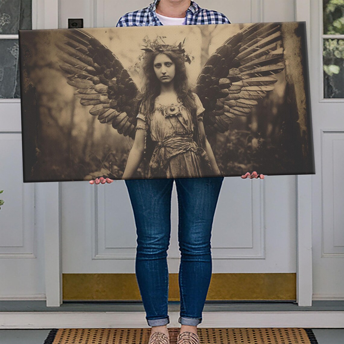 Tintype Angel Art Print, Guardian Angel Wings - Image 4
