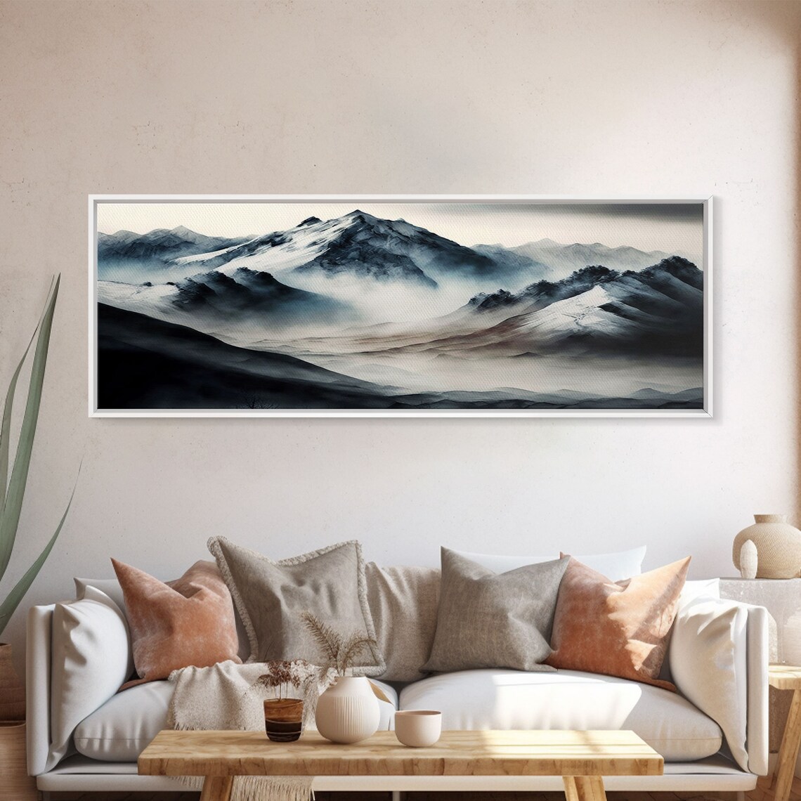 Watercolor Snowy Mountain Lake Reflection Art Print - Image 5