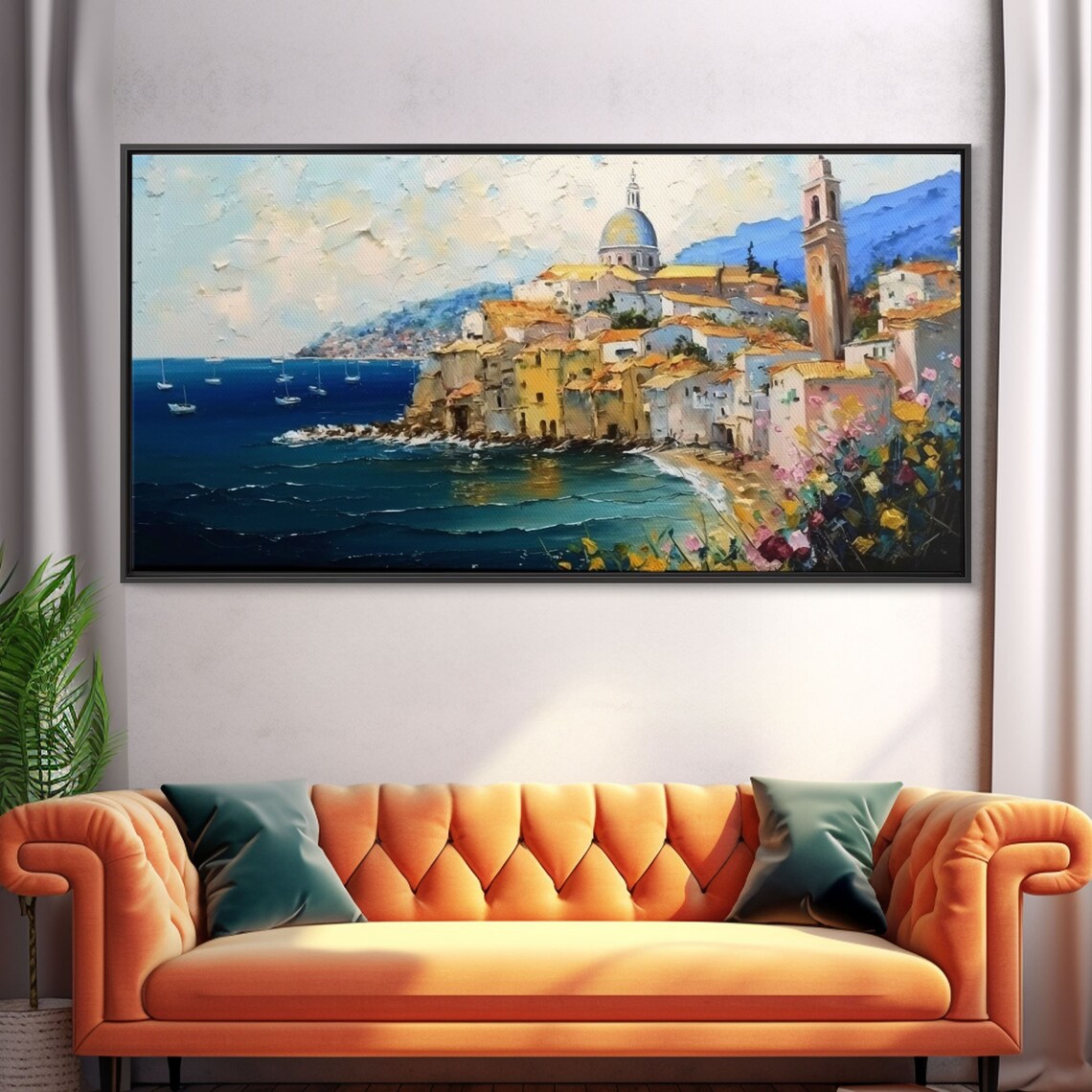 Amalfi Coast Italian Villa Seascape Travel Poster - Image 4