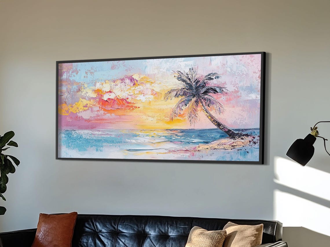 Nautical Seascapes Oil Painting Print Nautical Landscape Painting Beach House Or Lake House Art Above Sofa Art Sunset Painting - Image 3