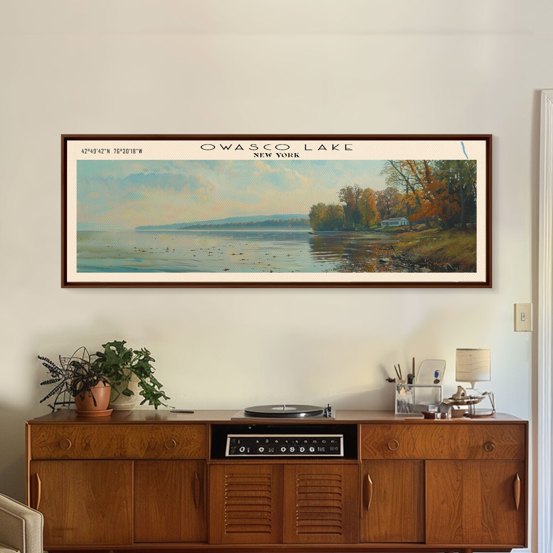 Owasco Lake New York Autumn Shoreline Cottage Calm Water Travel Poster - Image 2