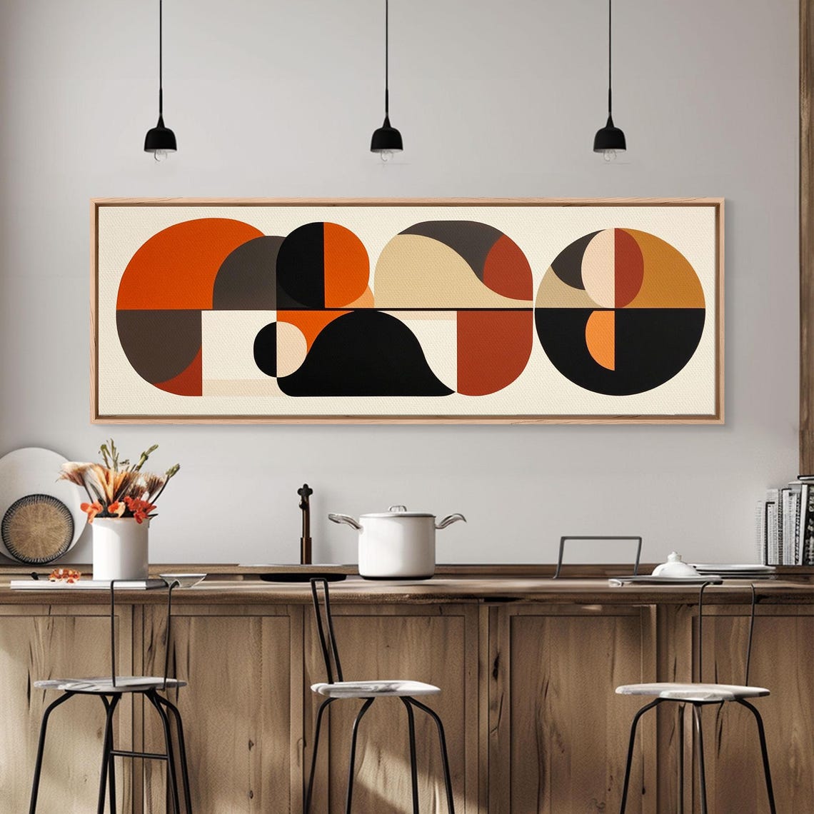 Burnt Orange Black Bold Circles Geometric Mid Century Modern Poster - Image 2