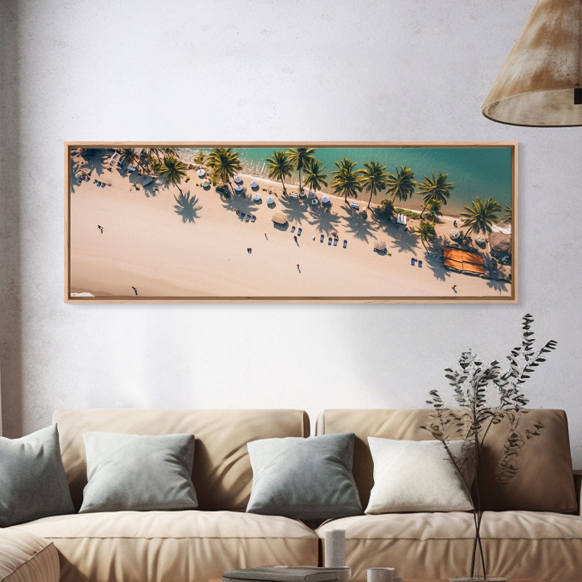 Tropical Beach Aerial Drone View Palm Trees Beach Umbrellas Poster - Image 4
