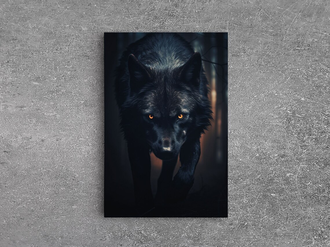 Black Wolf On The Hunt Art Print, Wildlife