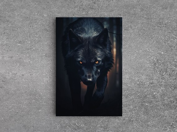Black Wolf On The Hunt Art Print, Wildlife