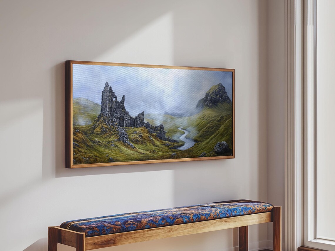 Irish Castle Ruins Landscape Art Print, Ireland - Image 3