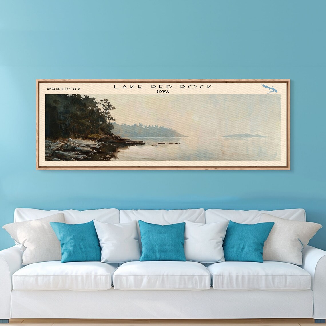 Lake Red Rock Iowa Hazy Rocky Cove Morning Panoramic Travel Poster - Image 4