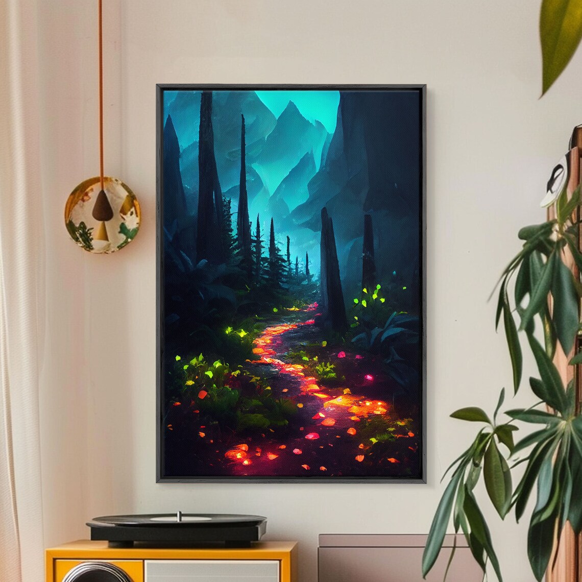 Magical Forest Fantasy Art Print, Glowing Trail - Image 3