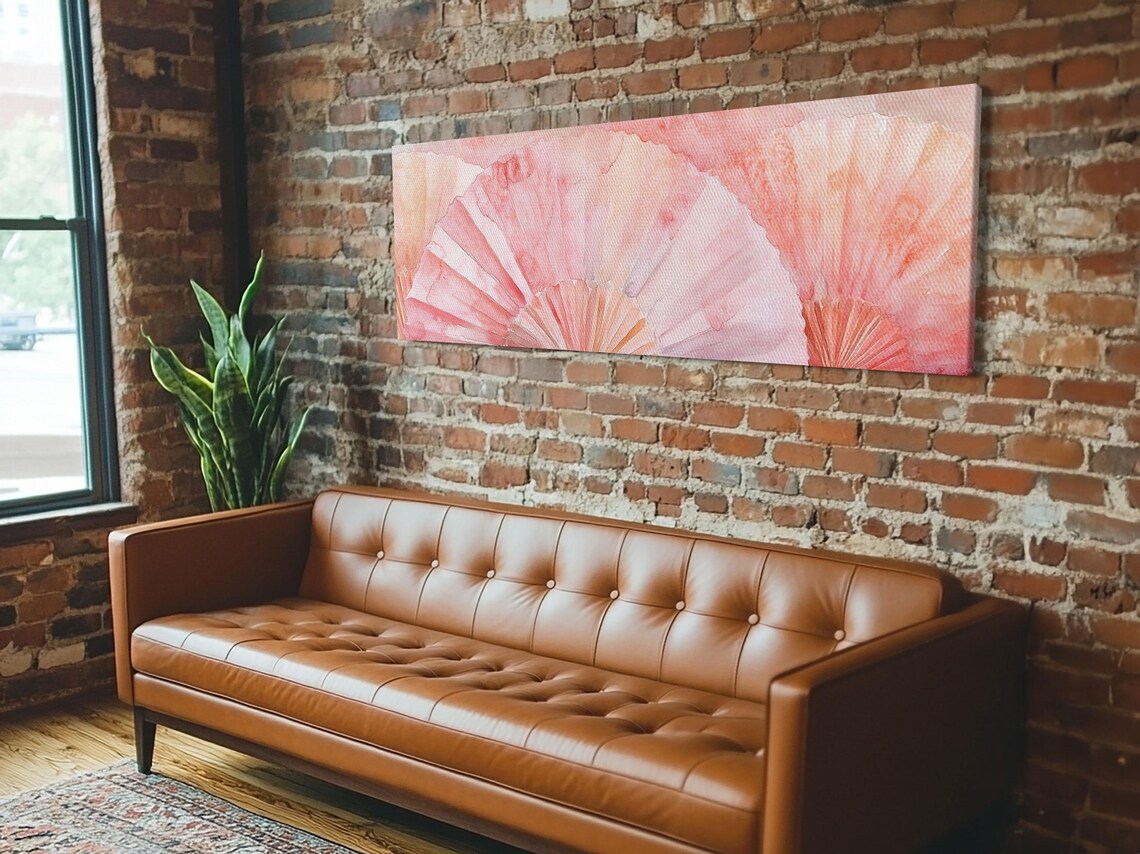Pink Hand Fan Watercolor Floral Coastal Cowgirl Rustic Wall Art Print - Image 2