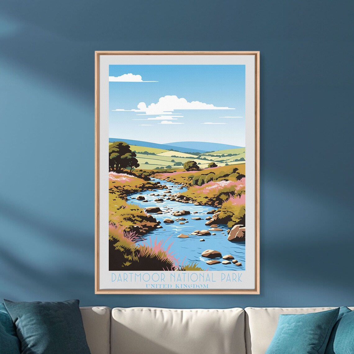 Dartmoor National Park England Moorland Stream Heather Hills Travel Poster - Image 2