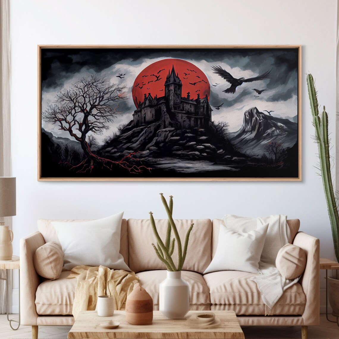 Haunted Castle and Blood Moon Gothic Art Print - Image 3