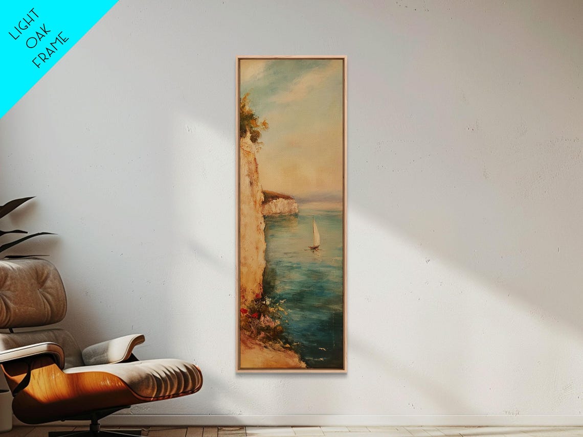 Nautical Seascapes Framed Print Sailboat In The Bay Sailboat Painting Nautical Art Coastal Home Decor Coastal Oil Painting - Image 6
