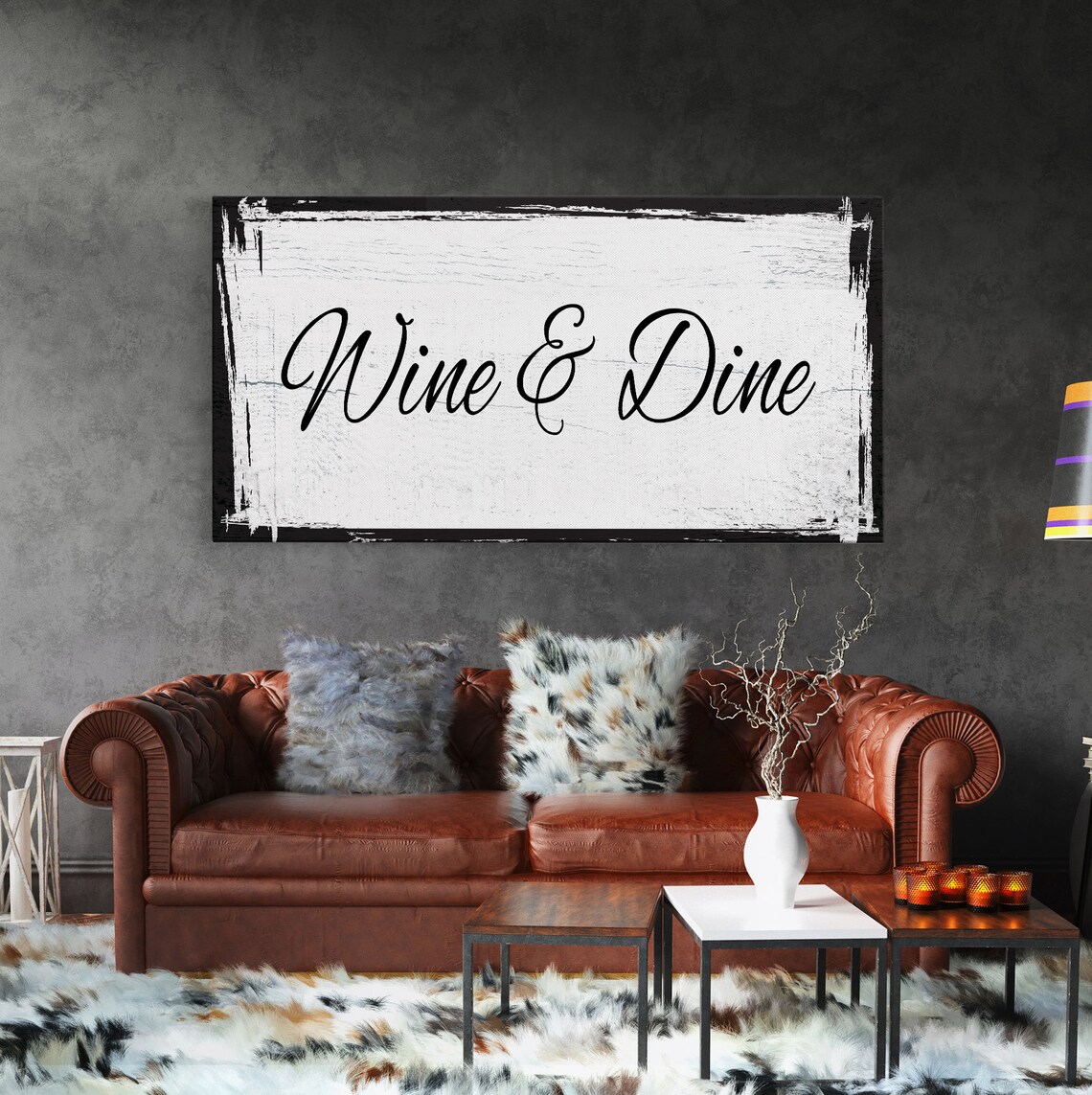 Wine And Dine Sign, Kitchen Wall Art Print - Image 3