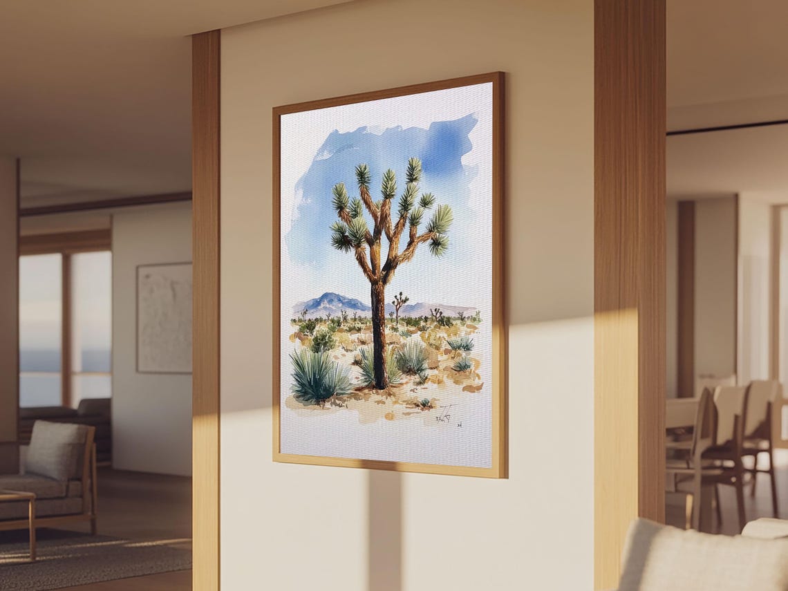 Joshua Tree Desert Landscape Watercolor California Art Poster - Image 5