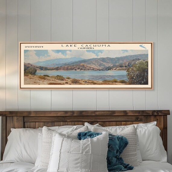 Lake Cachuma California Travel Poster, Lake House Decor