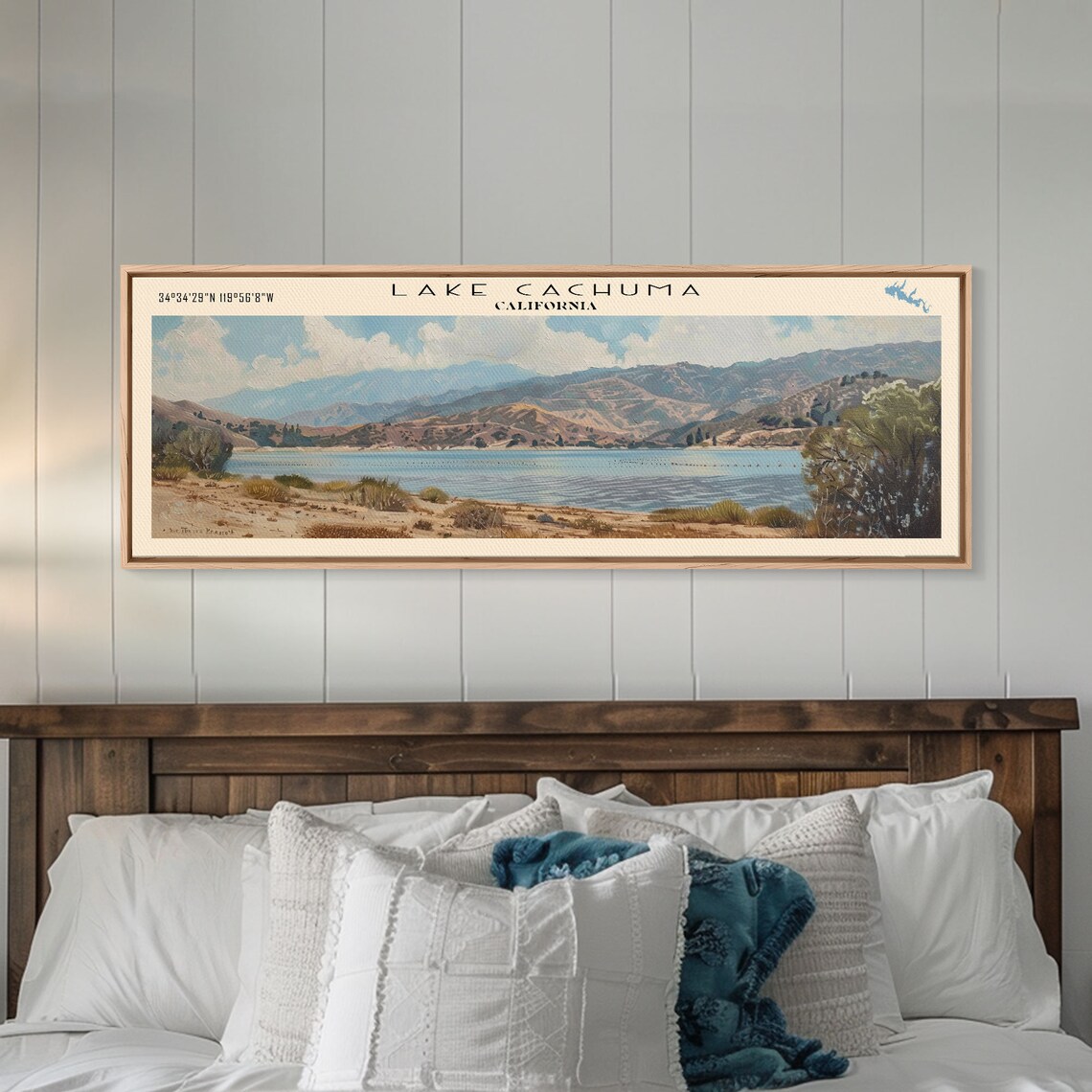 Lake Cachuma California Travel Poster, Lake House Decor