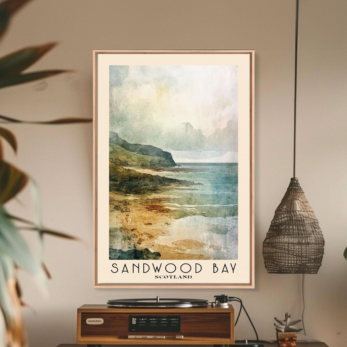 Sandwood Bay Scotland Misty Remote Cliffs Wild Coast Watercolor Poster - Image 3