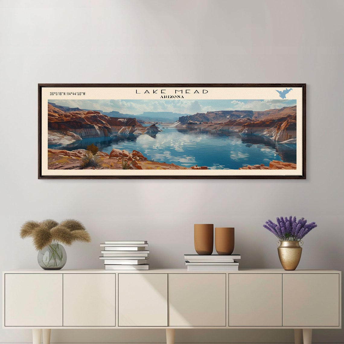 Lake Mead Arizona Red Rock Canyon Blue Water Panoramic Travel Poster - Image 4