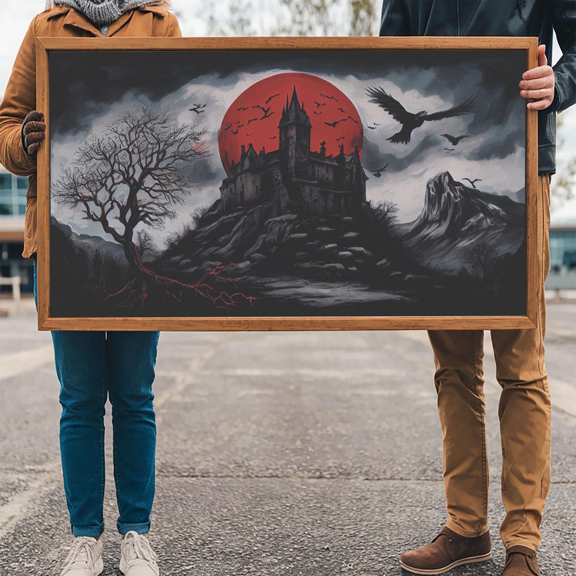 Haunted Castle Blood Moon Crows Dead Tree Gothic Horror Dark Poster - Image 3