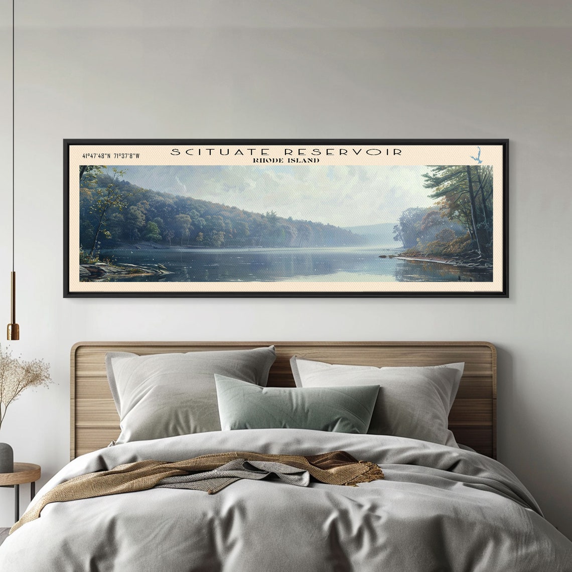 Scituate Reservoir Rhode Island Misty Wooded Slopes Lake Travel Poster - Image 3