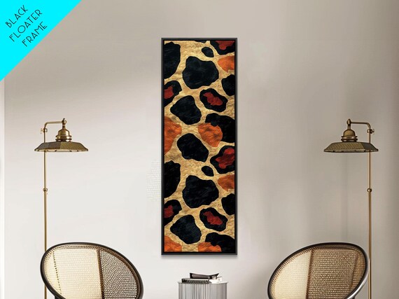 Textured Leopard Print Black Red Gold Spots Bold Animal Art Poster