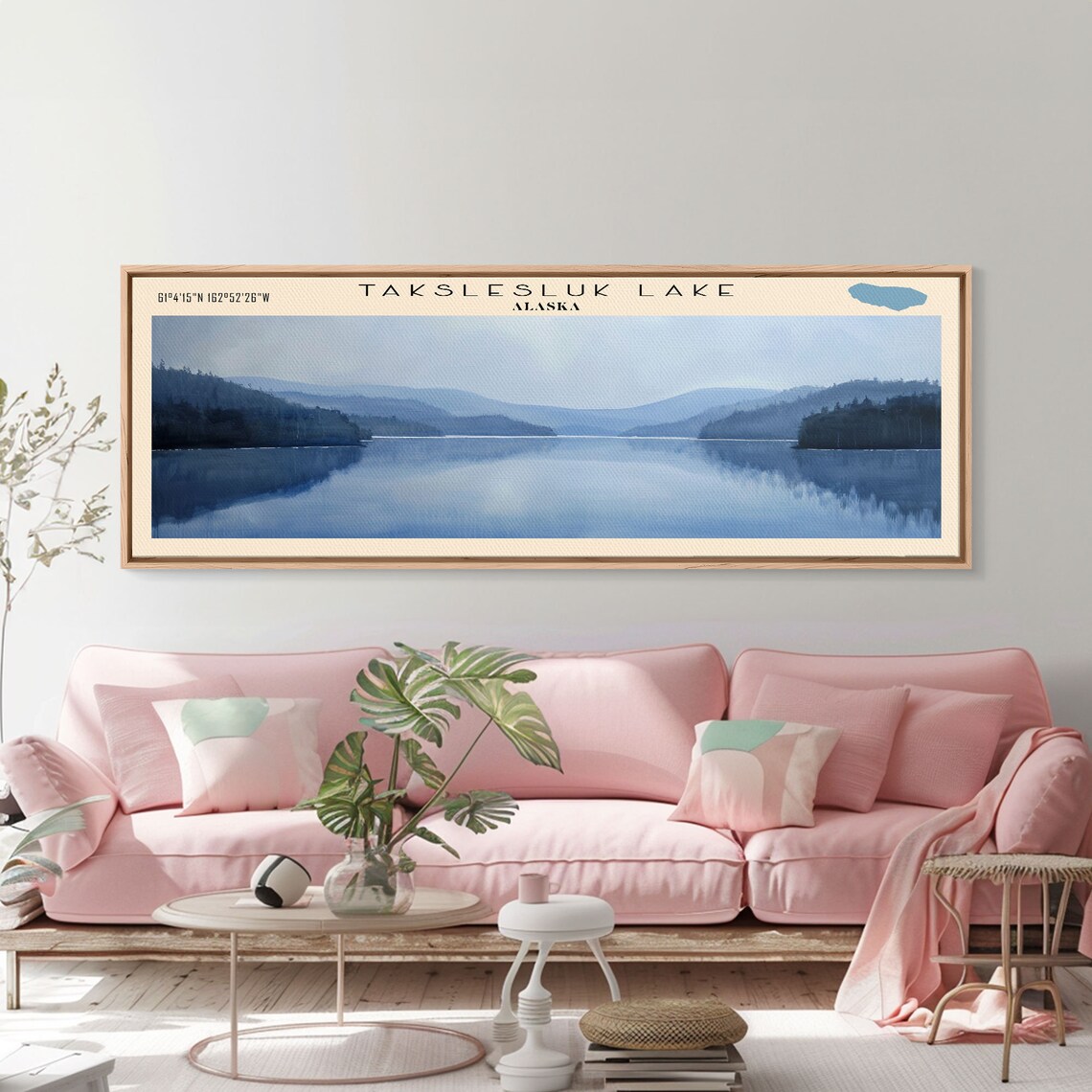 Takslesluk Lake Alaska Blue Misty Lake Forested Shores Travel Poster - Image 2