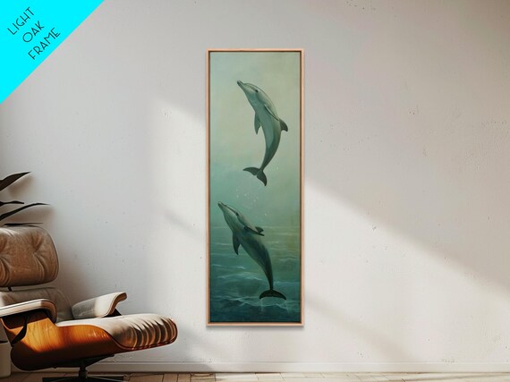 Underwater Dolphin Printed Art Framed Ocean Art Print Coastal Art Print Framed Dolphin Painting Modern Wall Art For Office