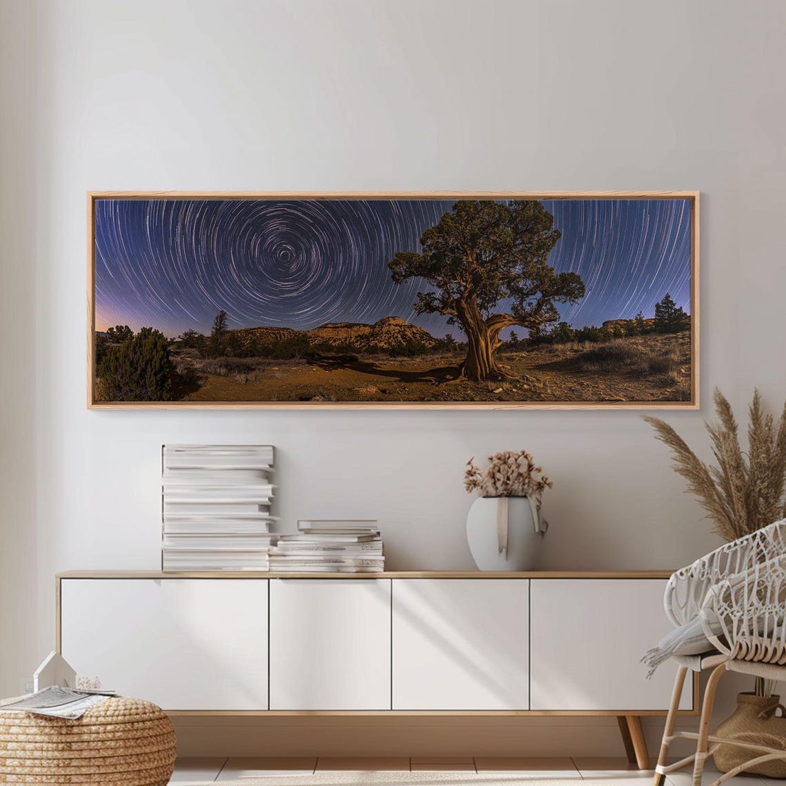 Star Trails Spiral Over Desert Tree Night Sky Long Exposure Poster - Image 6