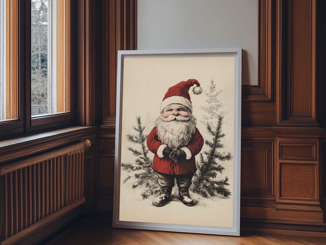 Vintage Santa Claus Sketch Illustration Christmas Art Print Wall Decor - Image 3