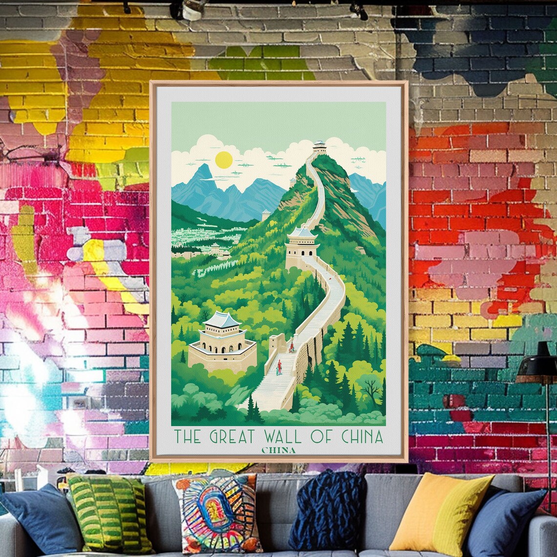 Great Wall Of China Winding Mountain Ridge Watchtowers Travel Poster - Image 3