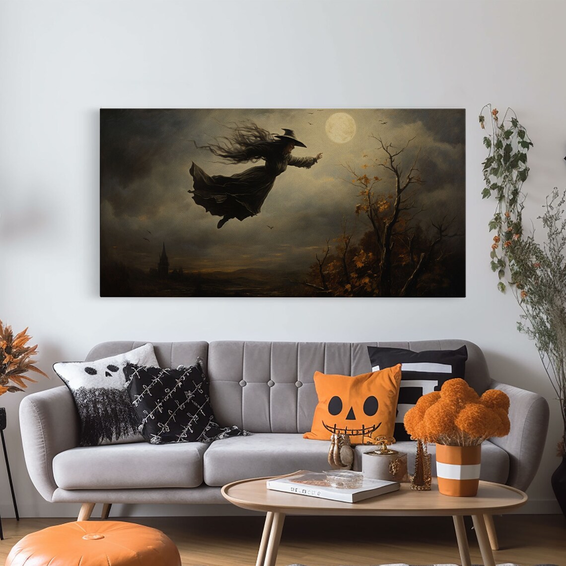 The Flying Witch, Halloween Horror Art Print