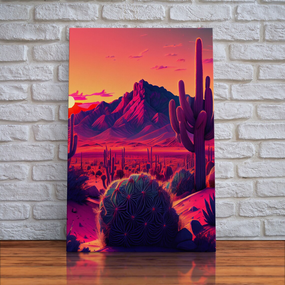 Pastel Arizona Outrun Sunset Desert Cactus Print - Image 5