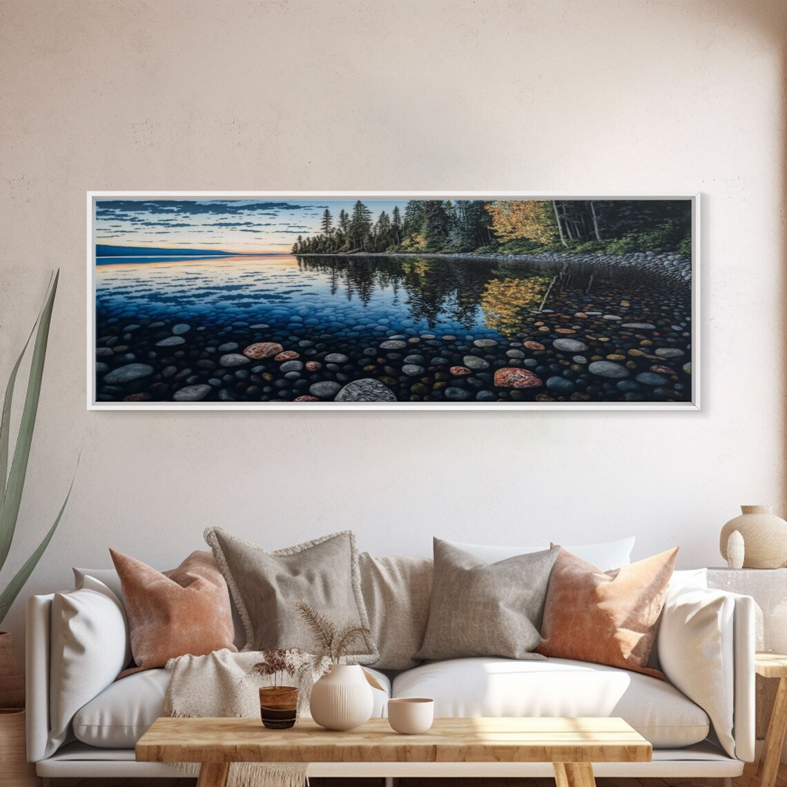 Pacific Northwest Stream Watercolor Panoramic Art Print - Image 5
