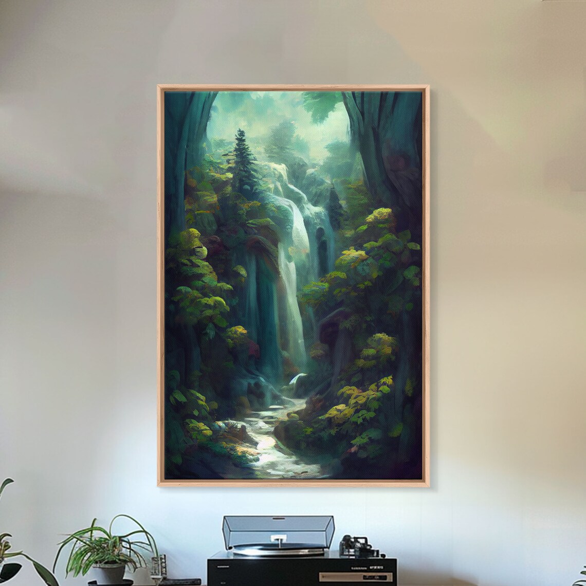 Waterfall Fantasy Watercolor Landscape Art Print