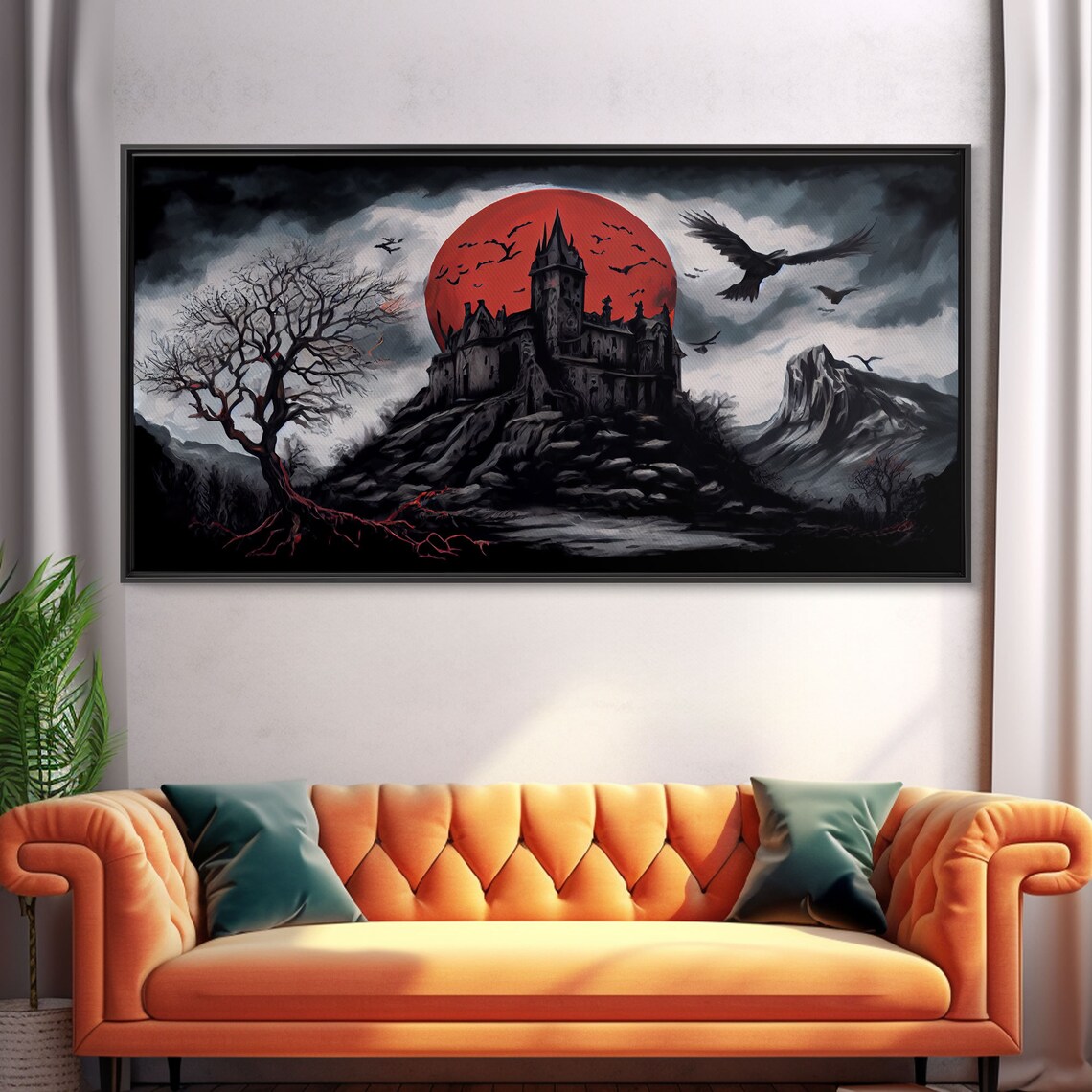 Haunted Castle and Blood Moon Gothic Art Print - Image 5