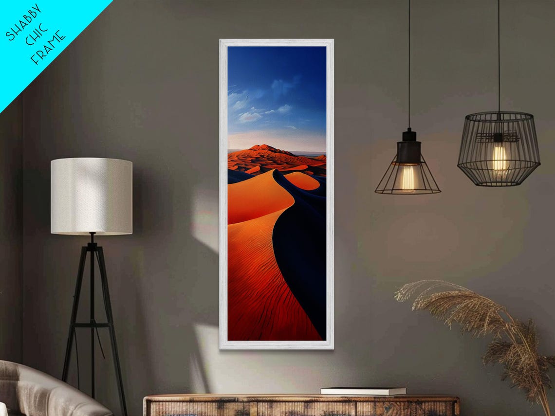Serene Desert Dunes Under A Clear Sky Skinny And Tall Art Minimalist Framed Print Modern Wall Decor - Image 6