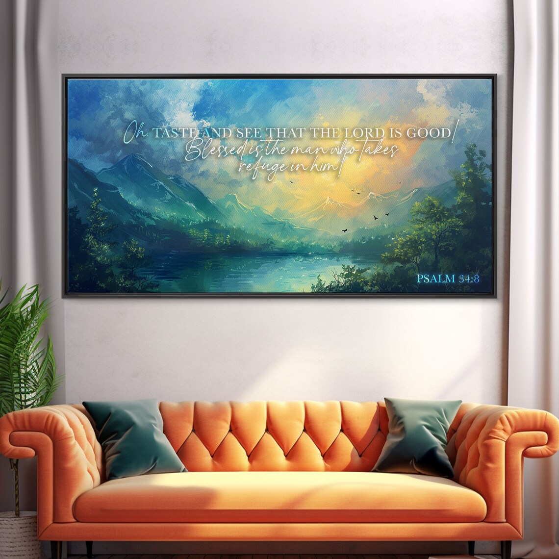 Psalm 34:8 Scripture Wall Art, Inspirational Landscape - Image 5