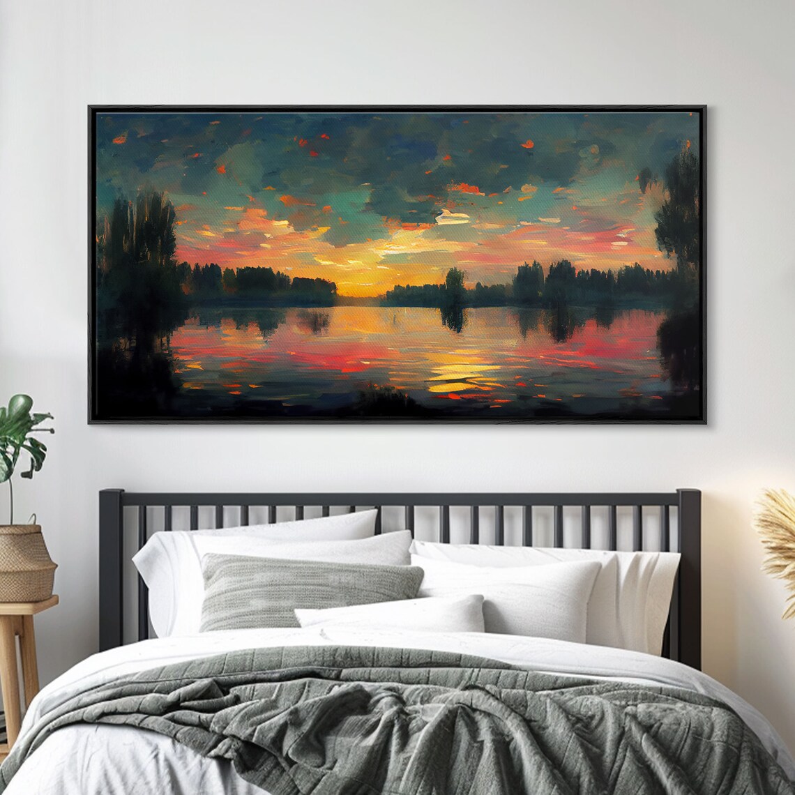 Lakehouse Watercolor Art Print, Sunset on the Lake - Image 4