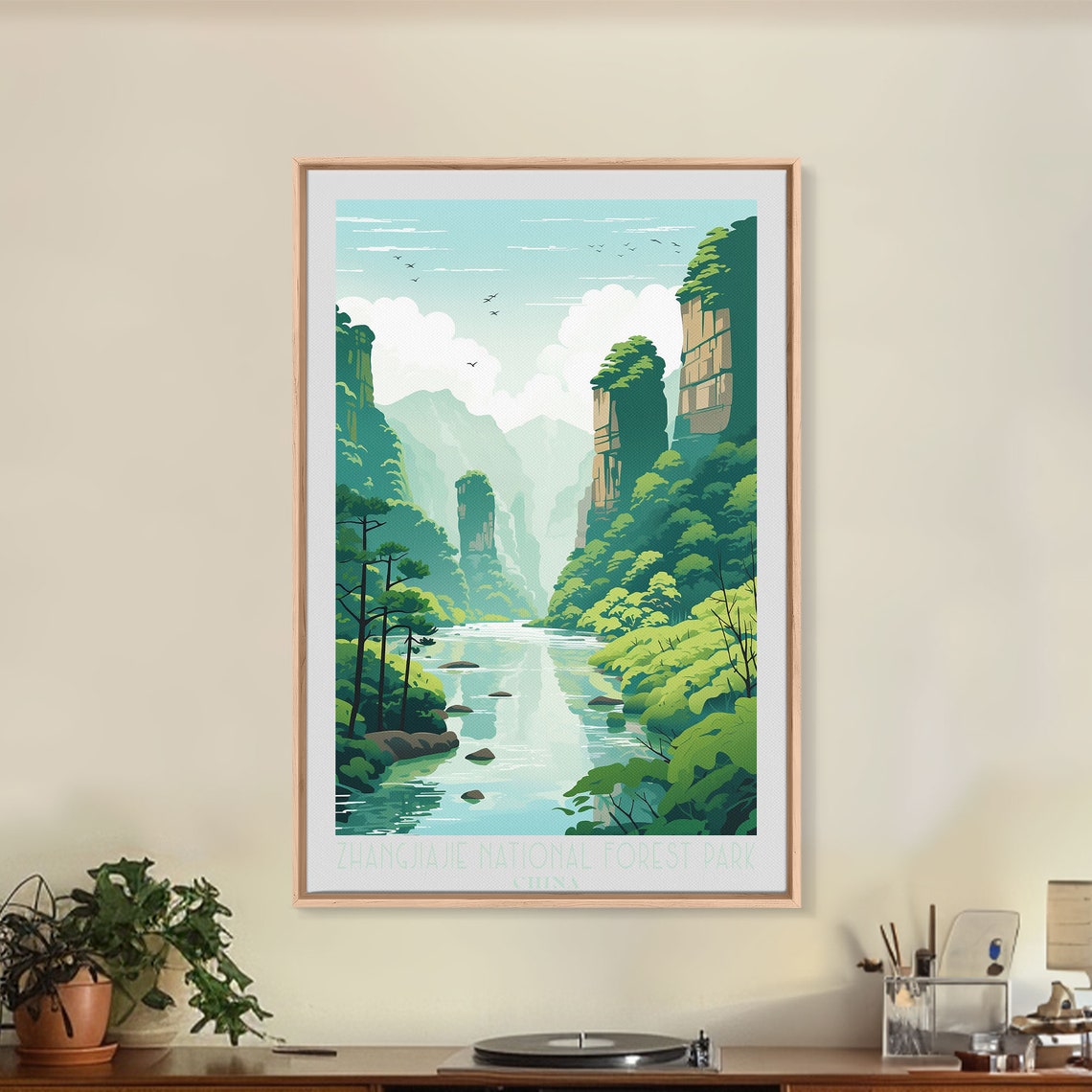 Zhangjiajie China Sandstone Pillars Misty River Valley Travel Poster - Image 6