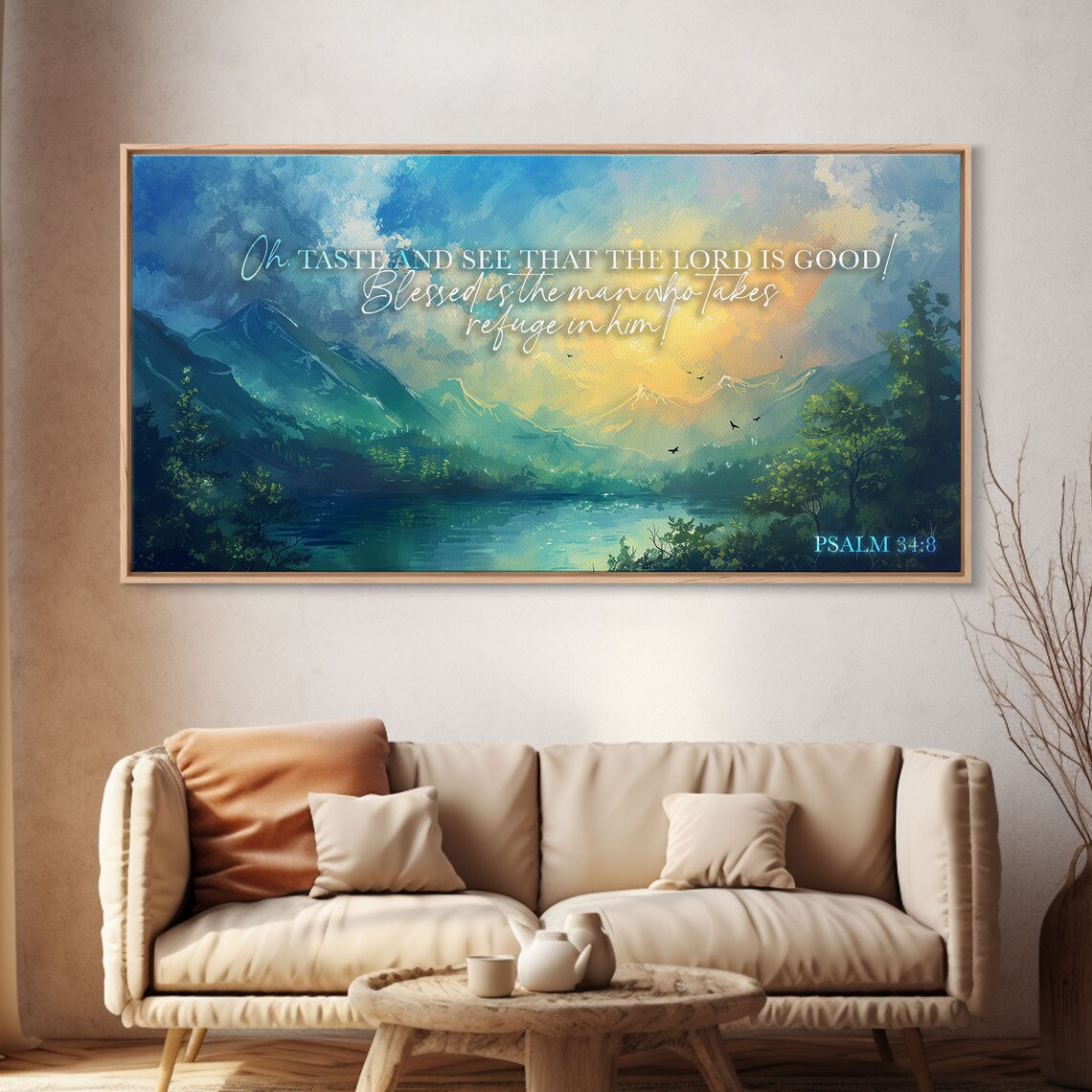Psalm 34:8 Scripture Wall Art, Inspirational Landscape - Image 4