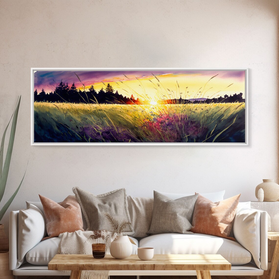 Texas Prairie Sunset Watercolor Wall Art Print - Image 5